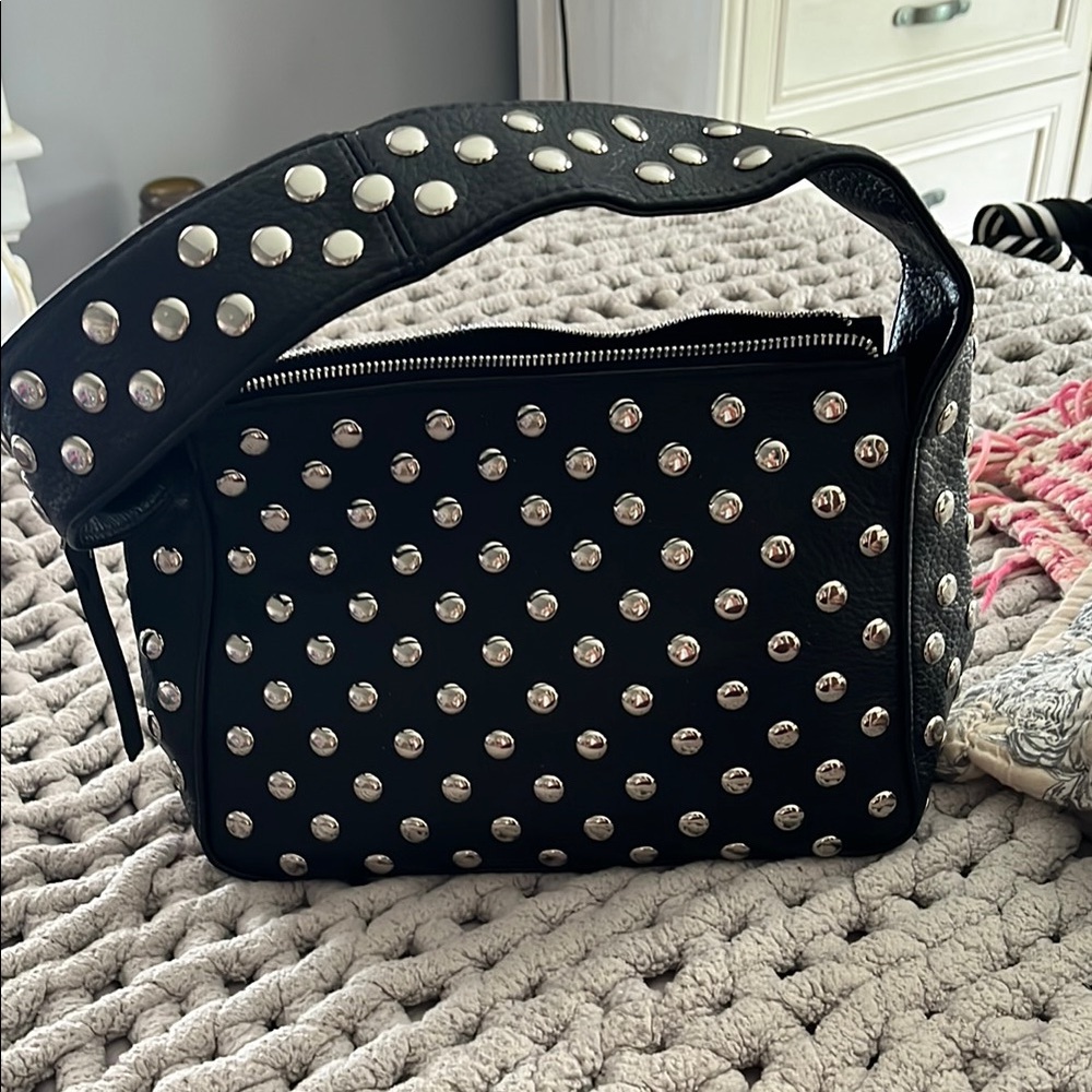 Black and Silver Shoulder Bag with Adjustable Strap NWOT